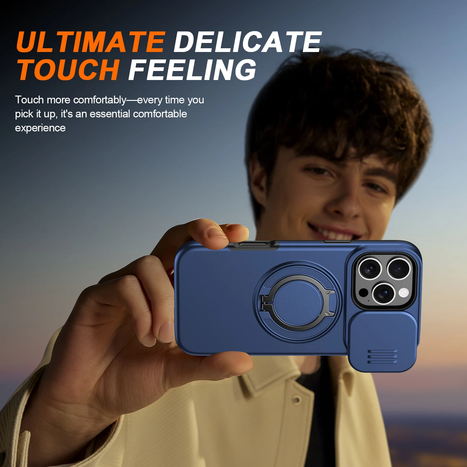 Premium Heavy Duty Rugged Armor Case with Magnetic Bracket and Slide Camera Protection Cover