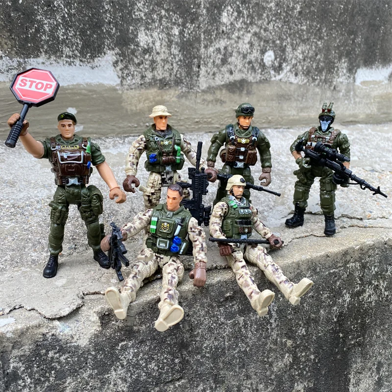 銃/軍のフィギュア,6個,発射体を備えたミリタリーフィギュアのセット