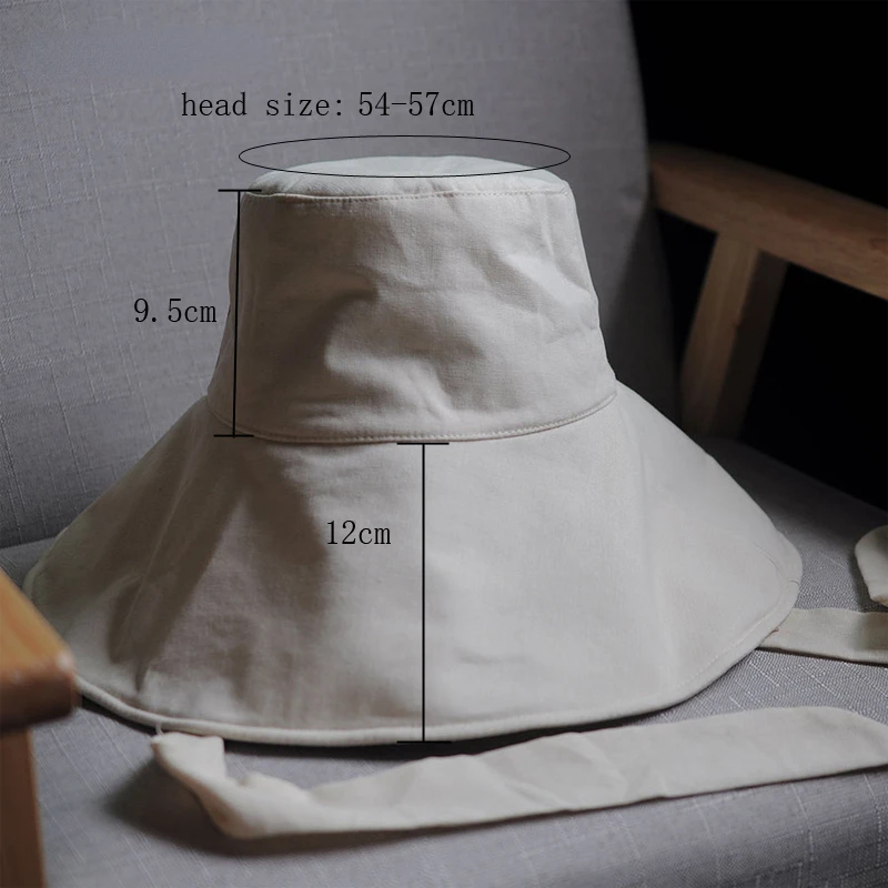 Summer Wide Brim Sun Hat Women's Foldable Travel Packable Bucket Hat  Japanese UV Sunscreen Cotton Linen