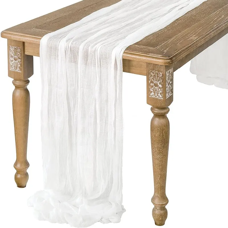 Pack 3 Caminos De Mesa De Gasa Blanca - 160 Pulgadas Cada Uno, Transparente, Para Bodas Y Eventos