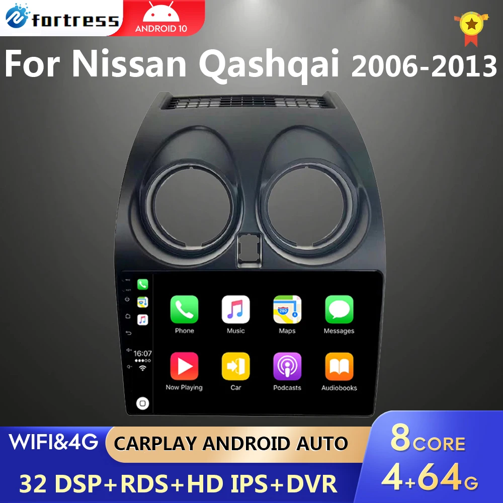 AI Voice Car Radio Android Auto Multimedia per Nissan Qashqai J10 2006