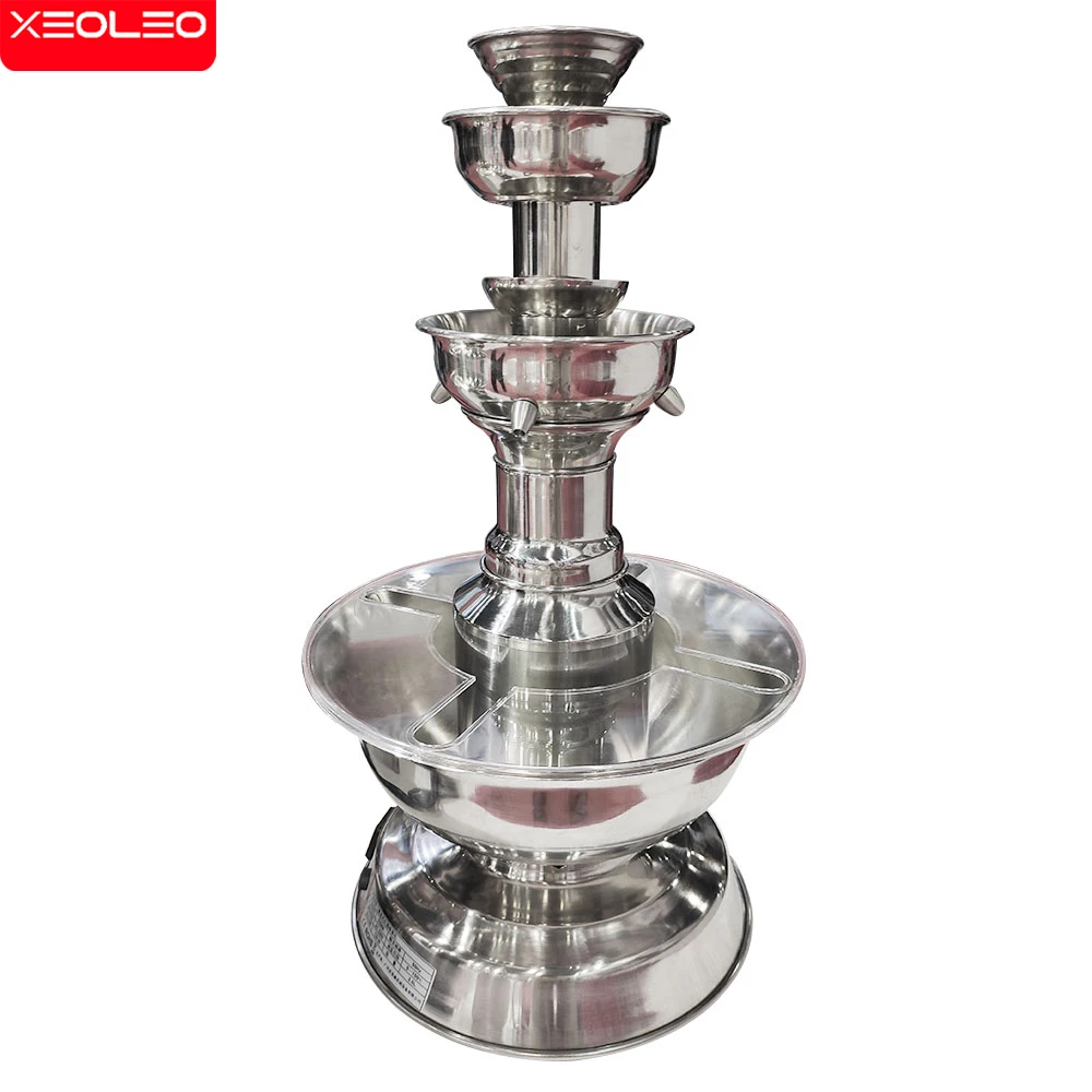 XEOLEO Red Wine Waterfall Machine Champagne/Drinks Fountain Maker 3-layer Stainless Steel Wedding Commercial Kitchen Food Cooker