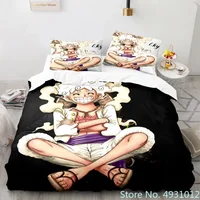 Ensemble de literie Anime One Piece pour garçons, housse de couette, housse de couette, taie d'oreiller, housse de athlon, taille simple, Queen, King Size, Intérieur a, Luffy Gear 5, enfants 6