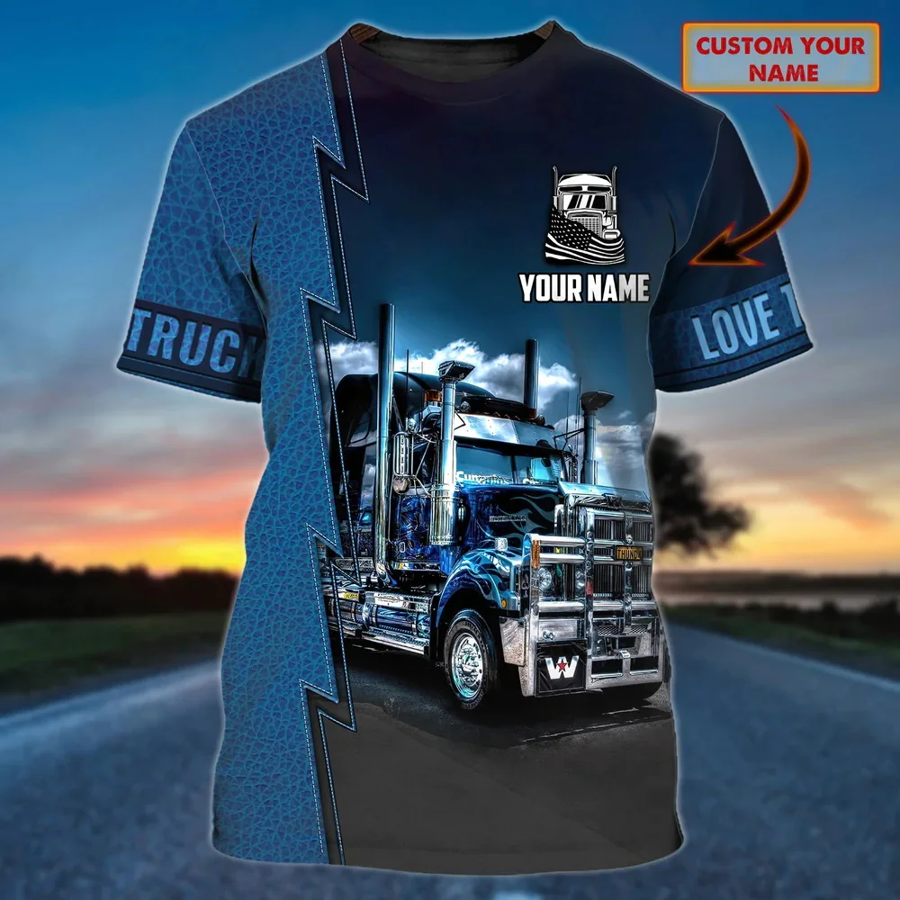 PLstar Cosmos Sommer Herren T-Shirt Personalisiertes cooles Trucker 3D-gedrucktes T-Shirt Unisex Casual Kurzarm Geschenk für Trucker DT86 – Detail 19