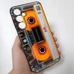 Retro Magnetic Radio Tape Cassette Phone Case with Glass Cover - Samsung S23 Plus (Black1)