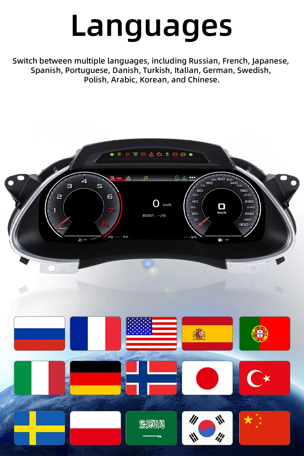 Digital Instrument Cluster For Audi A4 2009-2012 Speedometer 12.3”HD screen1920*