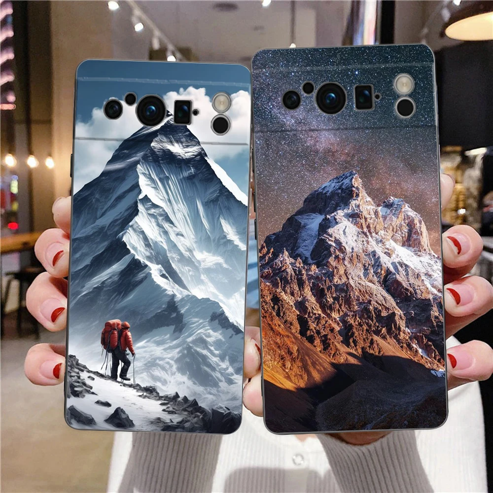 Everest Mountain Soft Shockproof TPU Phone Case - Stylish Black Cover
