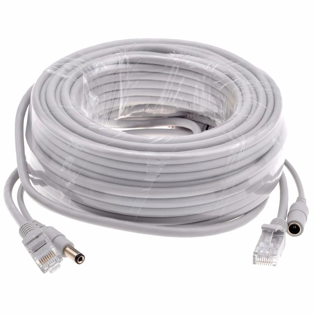 5M/10M/15M/20M/30M Optional Gray CAT5/CAT-5e Ethernet Cable RJ45 + DC Power CCTV Network Lan Cable For System IP Cameras 5m 10m 20m 30m 50m cat5 ethernet network cable rj45 patch outdoor waterproof lan cable wires for cctv ip camera system