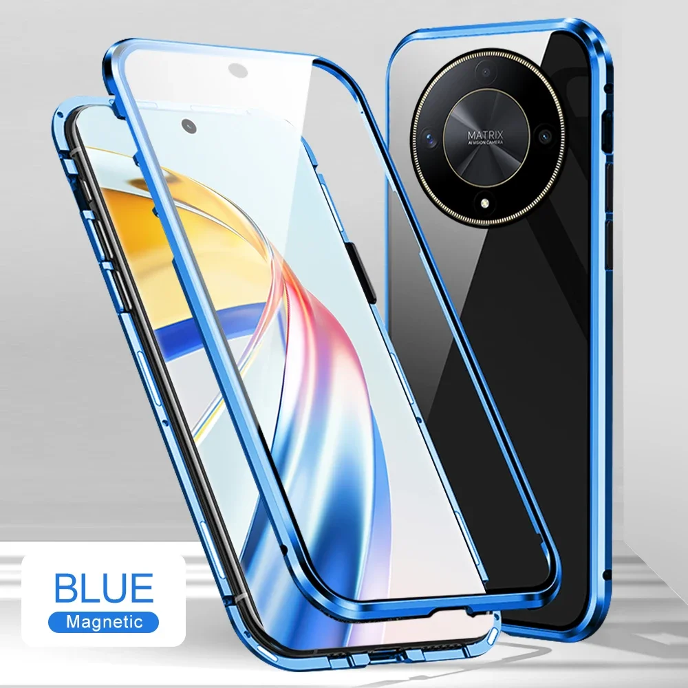Aluminum Frame Magnetic 360° Protection Case with Tempered Glass Screen Guard