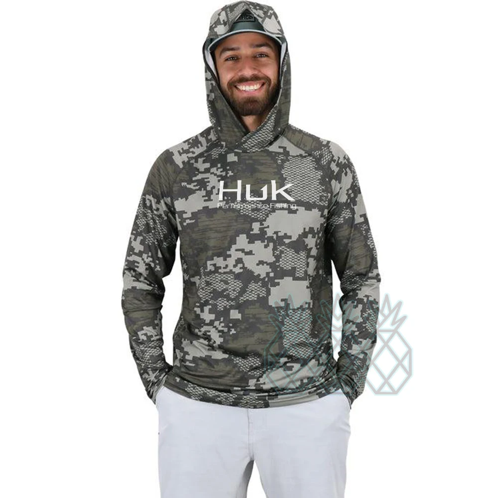 HUK Hoodie Fishing Shirts Men Long Sleeve Sweatshirt Quick Dry Fishing  Jerseys Summer Breathable UV Fishing Clothing Face Mask - AliExpress