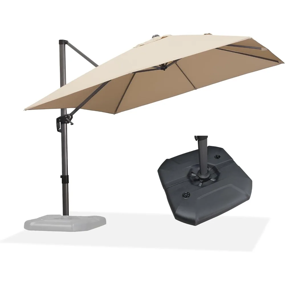 10 FT Square Cantilever Patio Umbrella with 360° Rotation & Base 6