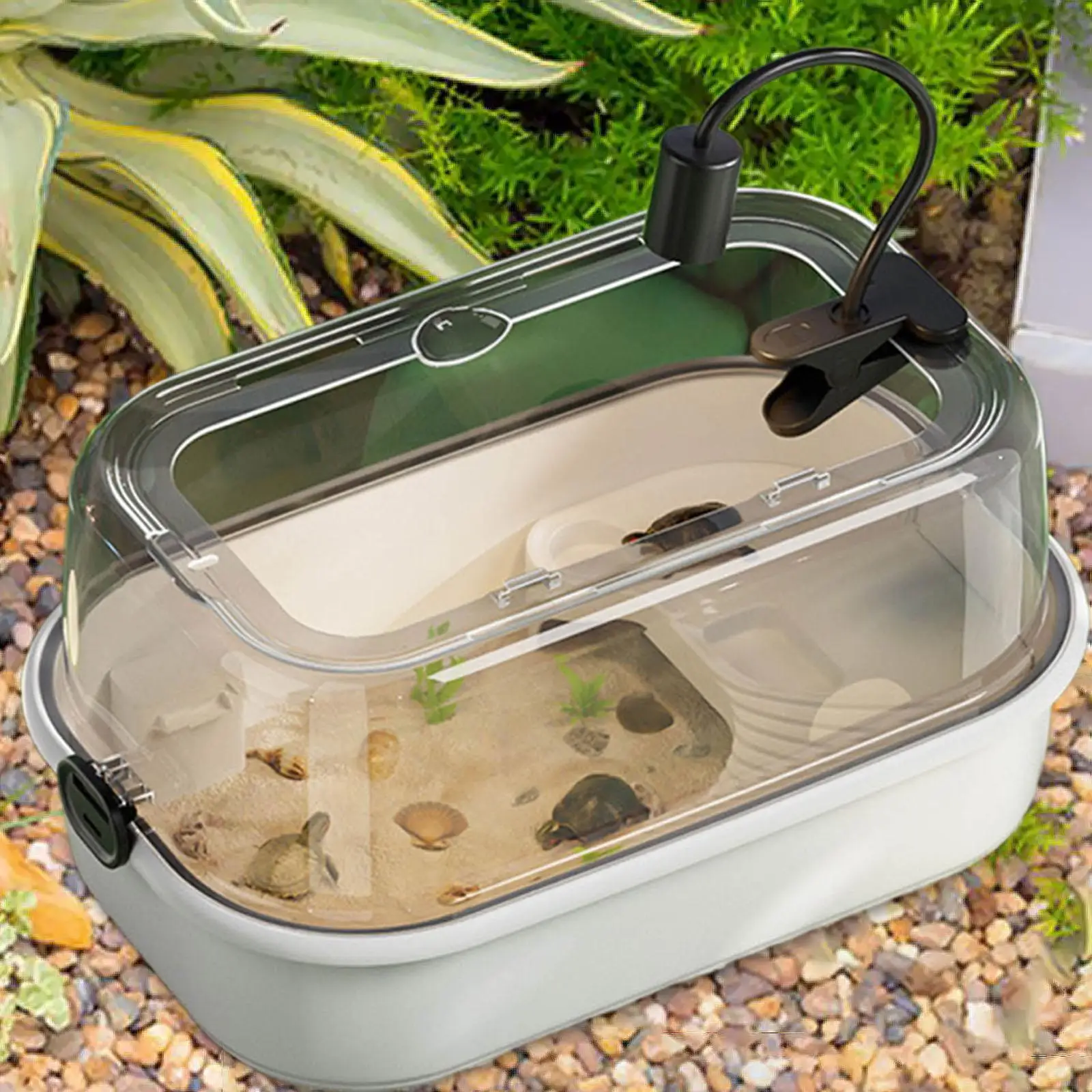 Turtle Aquarium with Sun Terrace Big Space Case Escapeproof Tortoise Aquarium Habitat for Frog Crabs Crayfish Terrapin Tortoise