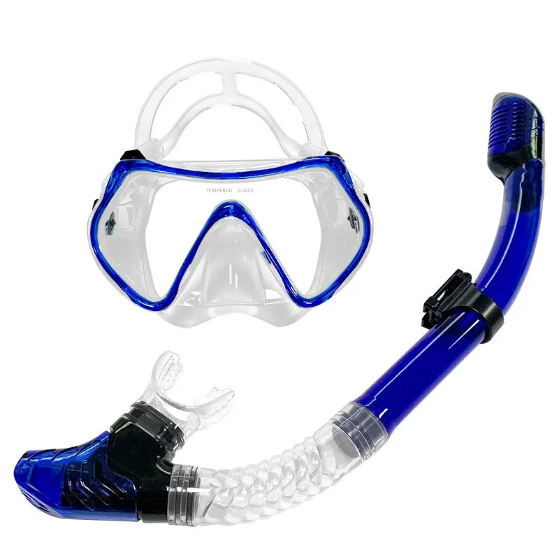 Youth Panoramic Wide View Tempered Glass Adjustable Strap Anti-Fog Scuba Snorkel Diving Mask for Adults