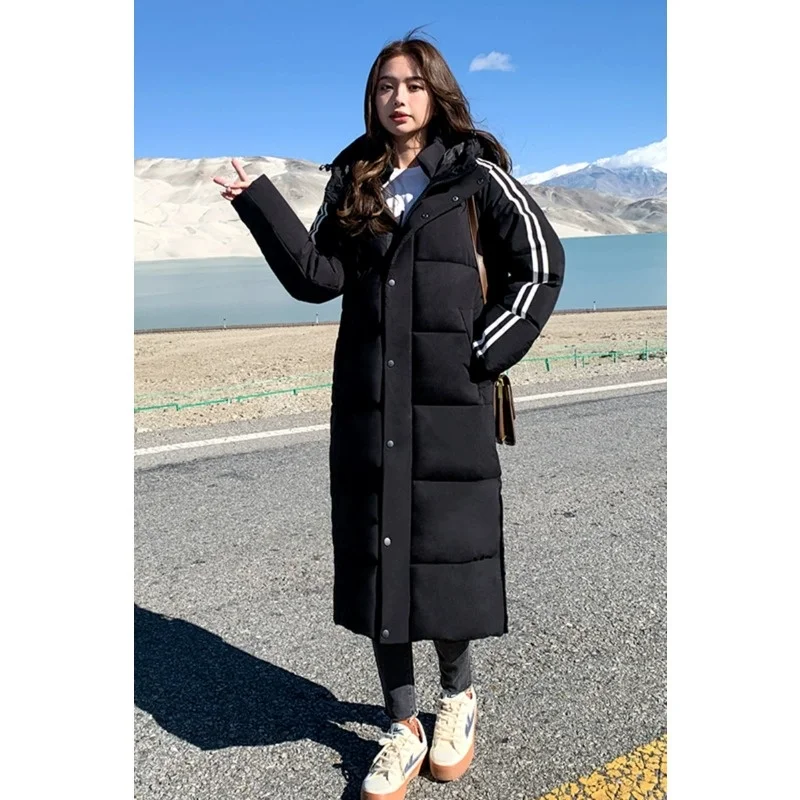 

2023 new Down jacket same cotton padded jacket Couple costume mid length cotton padded jacket over knee in winter Korean version