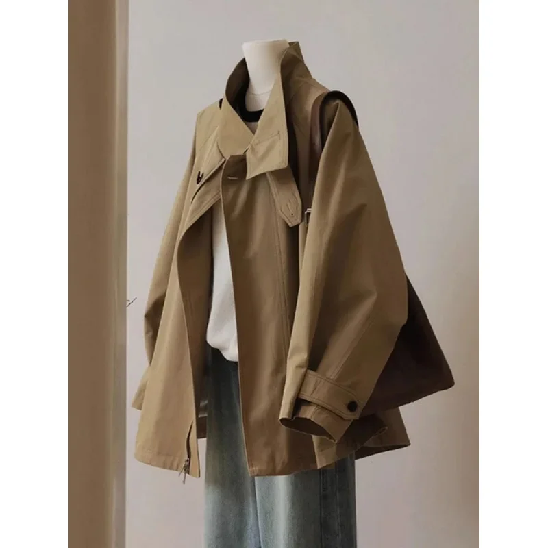 2024 New Style American Style Cropped Jacket For Women Khaki Windbreaker Autumn Fashion Workwear Top Sensible Design