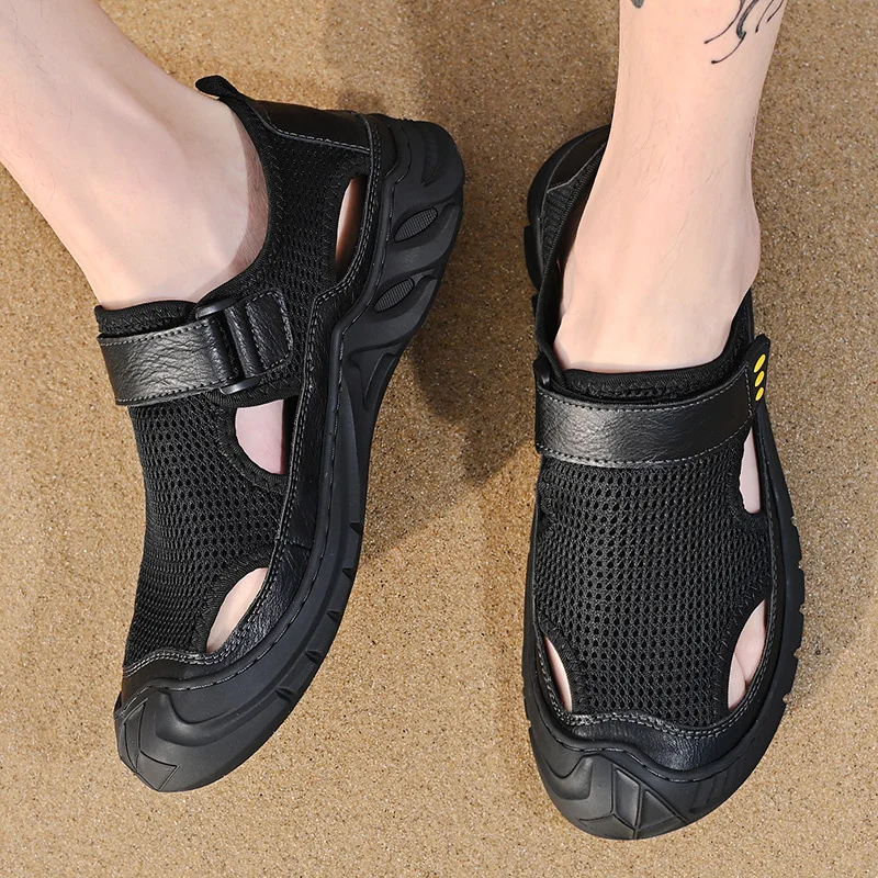Mens Hiking Sandals Outdoor Sports Summer Shoes Low Heel Sliders Sandals Summer Men's Beach Shoes_voghion.com