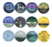 5pcs Resin round 4 holes Buttons landscape print 17mm-34mm Sewing accessories for clothing Decorative Buttons Handmade DIY 1