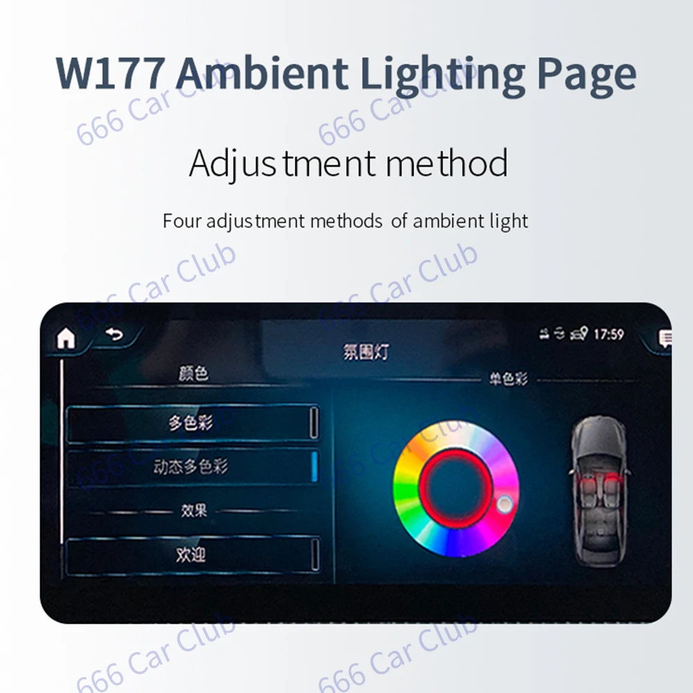 메르세데스 벤츠 W177 W247 GLB GLA A A 클래스 차량용 LED 고음 라우드 스피커 경적 장식 주변 조명, 64 색 3D 로터리 트위터