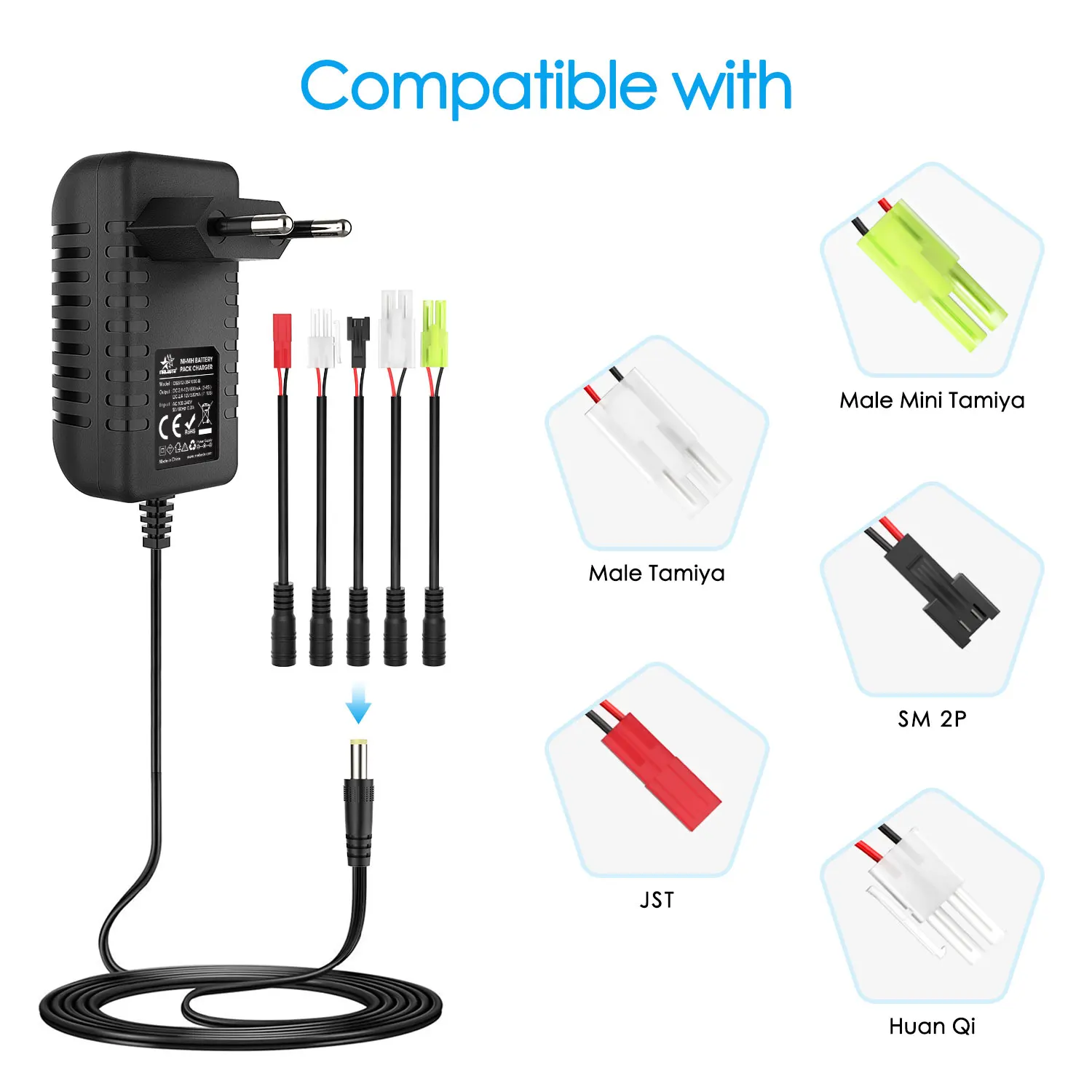 スマートカーバッテリー充電器,2.4v,4.8v,6v,7.2v,8.4v,9.6v,ラジコン