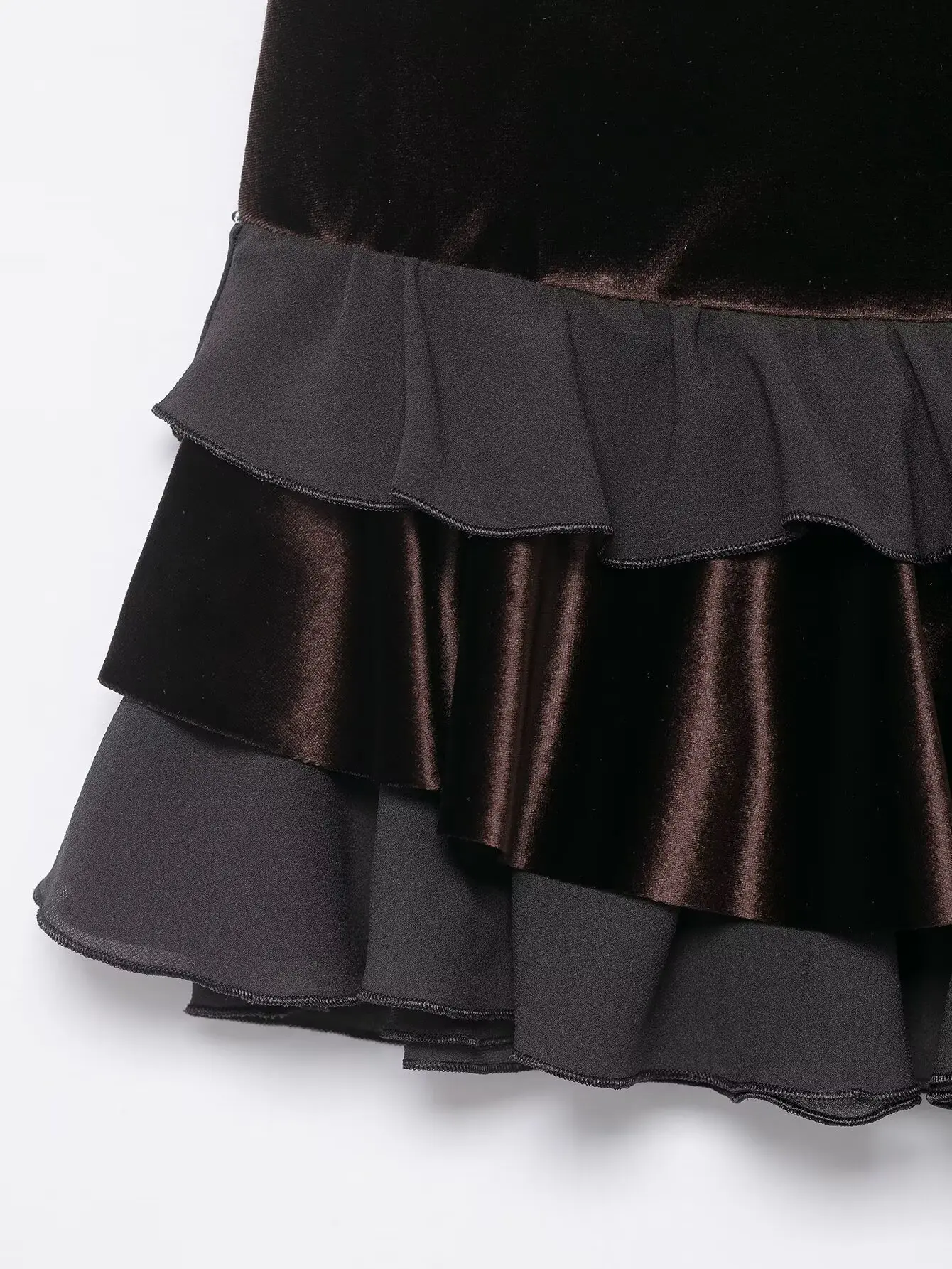 Women Fashion Retro Mini Skirt Stitching Layered Decorative Skirt Female Spring Elegant Party Dance Low-Waist Sexy Short Skirt