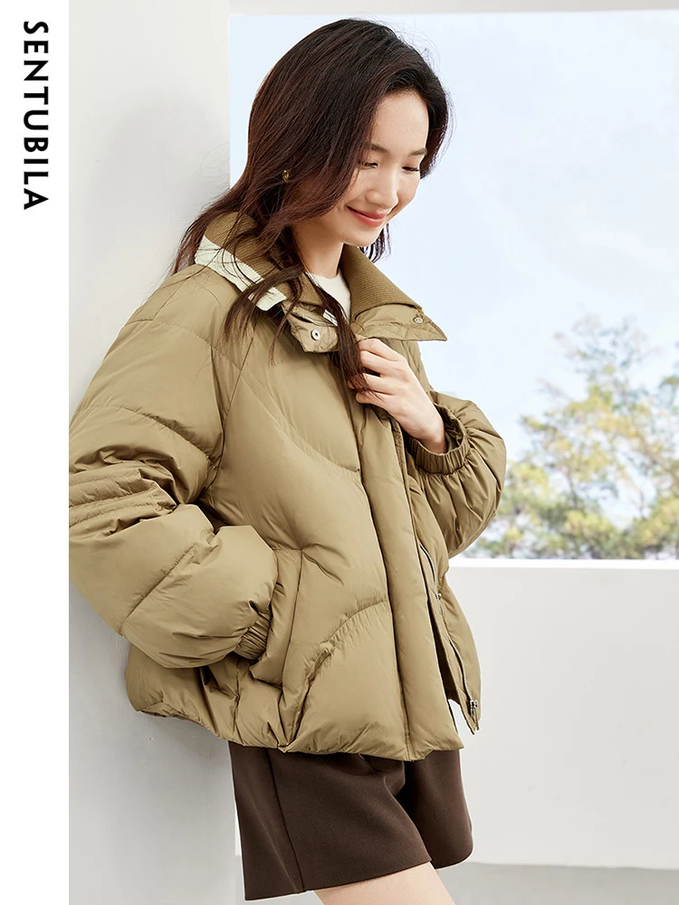 SENTUBILA High Quality Fashion Winter Down Jacket for Women 2023 Loose Short Down Coat Windproof Warm Puffer Jackets W34Y50029