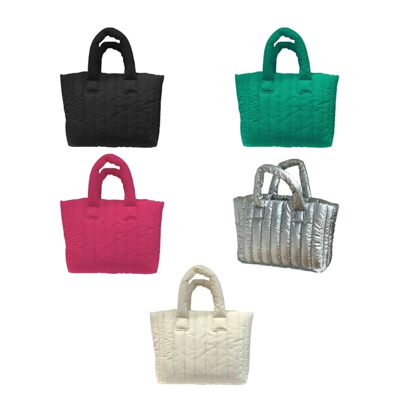 

Winter New Large Capacity Shoulder Bag For Women Waterproof Nylon Bags Space Pad Cotton Feather Down Large Tote Handbags