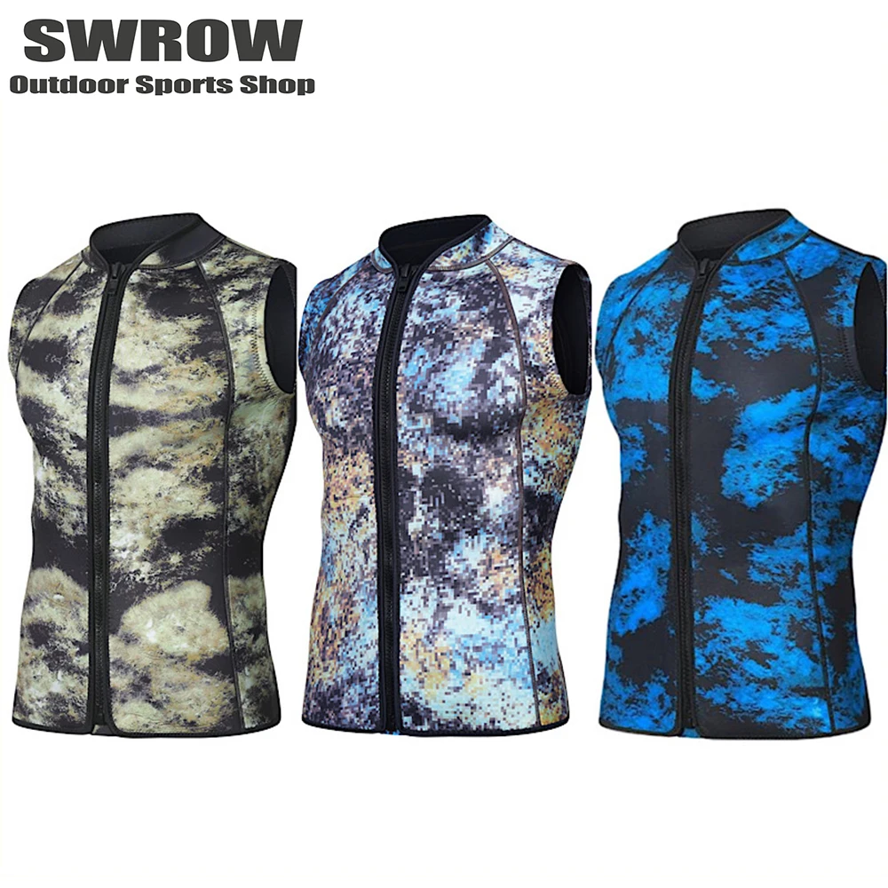 

3MM Neoprene Diving Split Tank Top Underwater Hunting Camo Tank Top Warm Surfing Sleeveless Tank Top Swimming Diving Tank Top