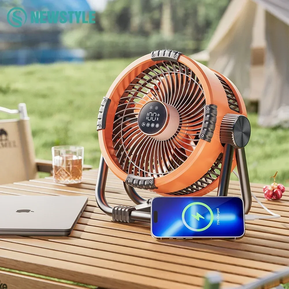 Multifunctional Outdoor Camping Fan Light 20000mAh Rechargeable Ceiling Fan with 3-speed Night Light and Power Bank Portable Fan