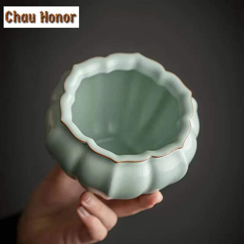 500ml Azure Ru Kiln Jianshui Ceramic Wash Tea Bowl Handmade Home Kung Fu Tea Set Tea Residue Bucket Tea Ceremony Accessories
