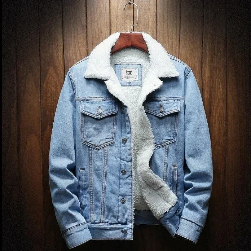 Shearling Jacket Denim Jacket With Fur Mens Outfit Men's Winter