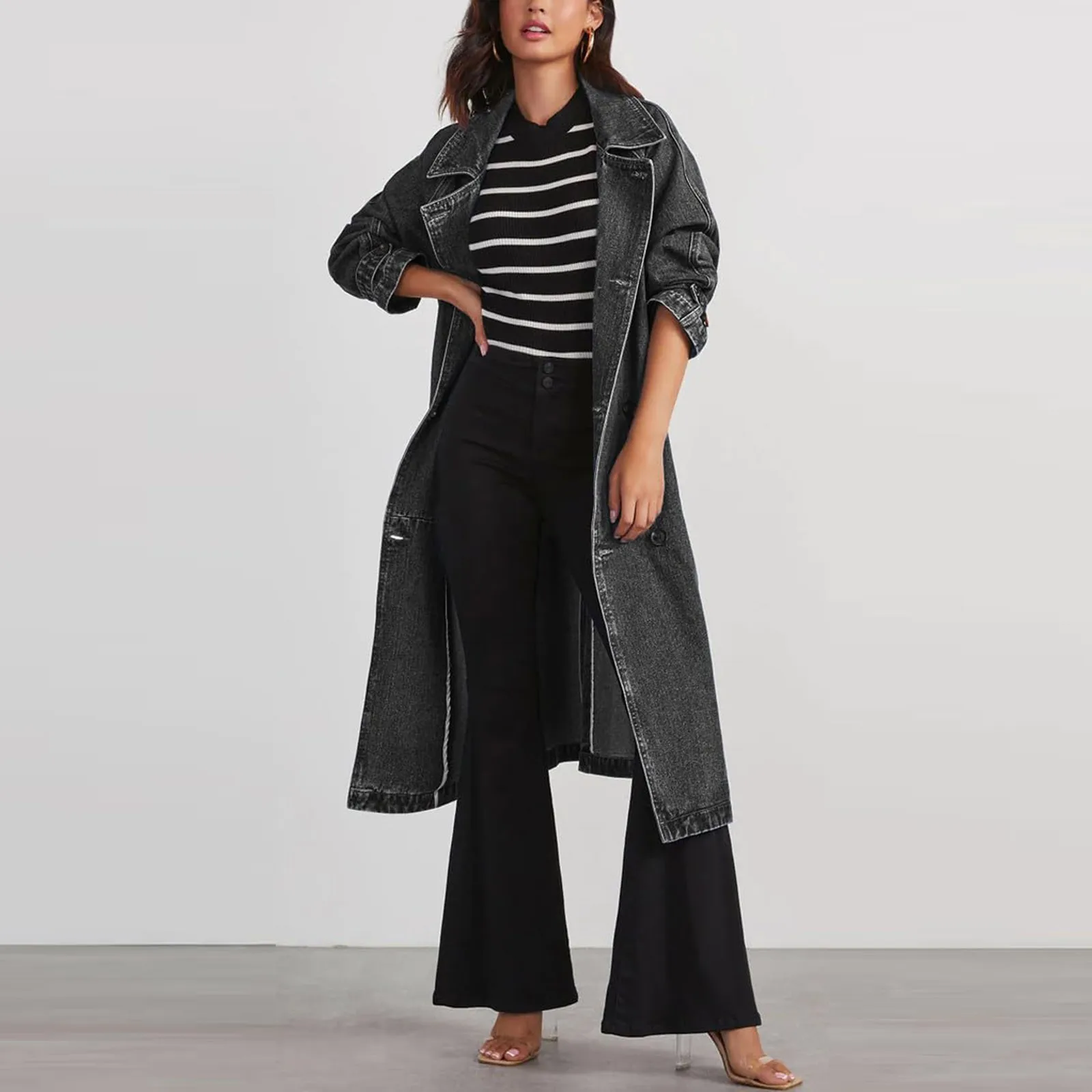 Vintage Long Denim Jacket for Women