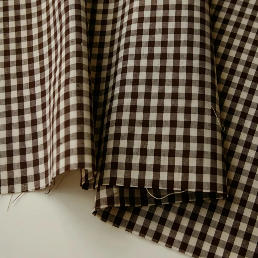 Retro Vintage Red Blue Linen Grid Striped Woven Cotton Fabric for Sewing and Home Décor