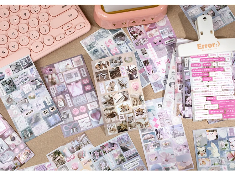 20 Blatt Kawaii Ins japanische koreanische ästhetische Briefpapieraufkleber kreative Collage Junk Journal Planer Handbuch DIY Scrapbook – Detail 12
