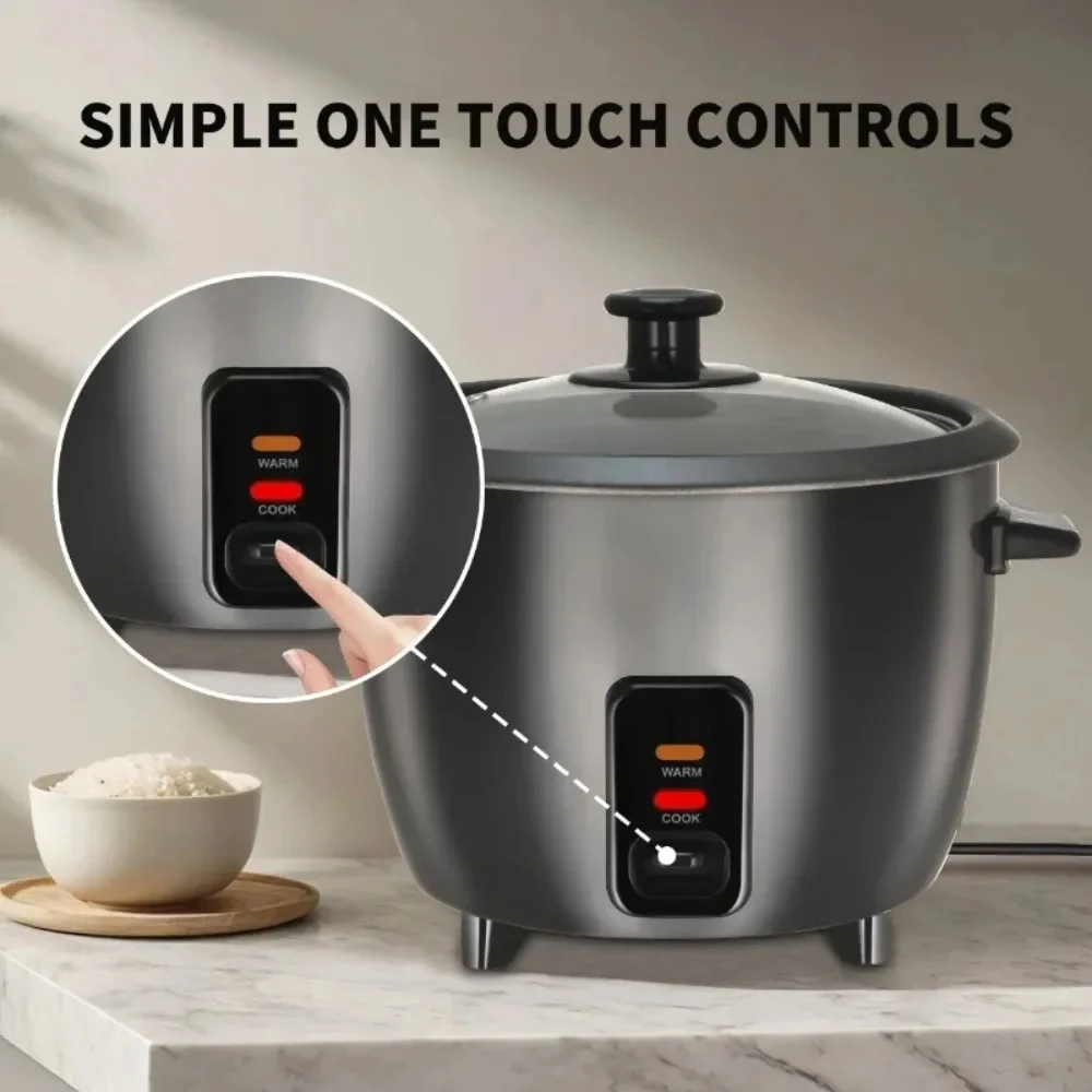1.8L Multifunctional Mini Rice Cooker 3 Cups Family Capacity Stainless Steel Chassis Heating Household Electric Cooker Warm Cook 3