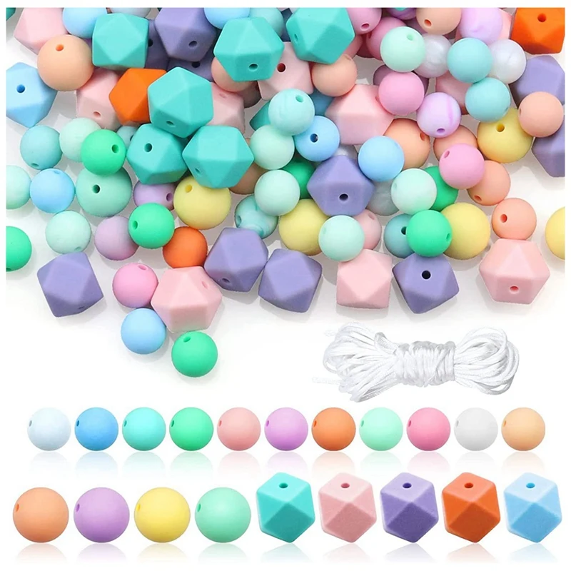 

Round Rubber Beads For Keychain Making Polygonal For DIY Necklace Bracelet Jewelry