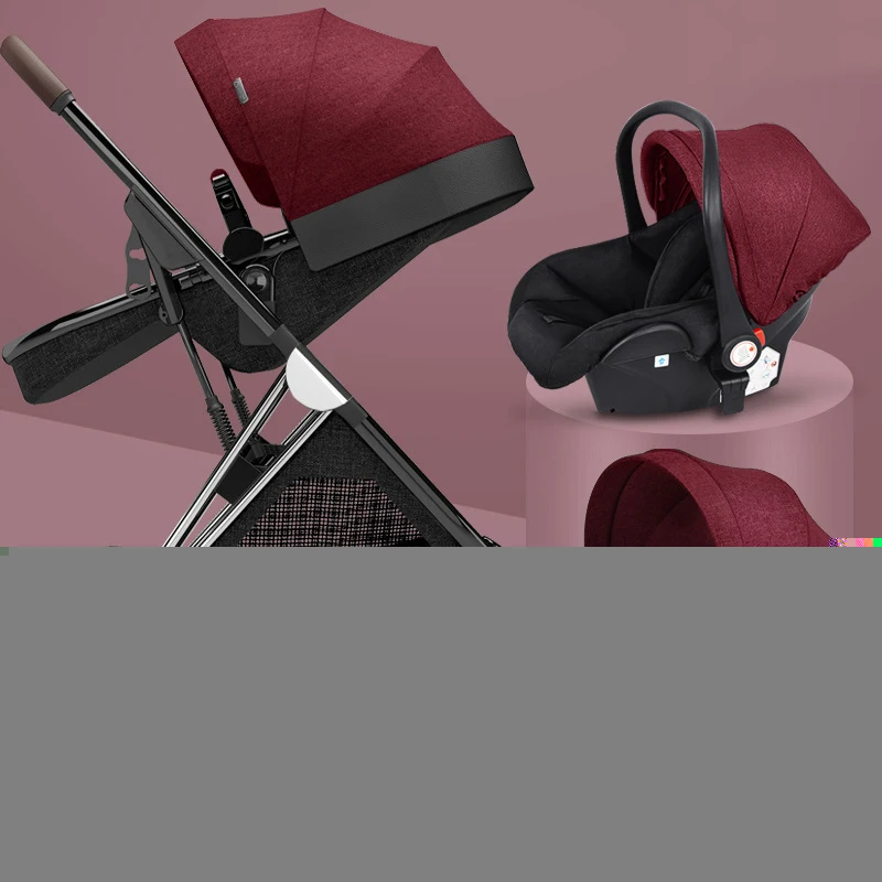 Baby Stroller New Baby Stroller 3 in1 Four Wheels Stroller 2 in 1 Baby Car Kinderwagen Foldable Newborn Baby Carriage High Landscape Strollers