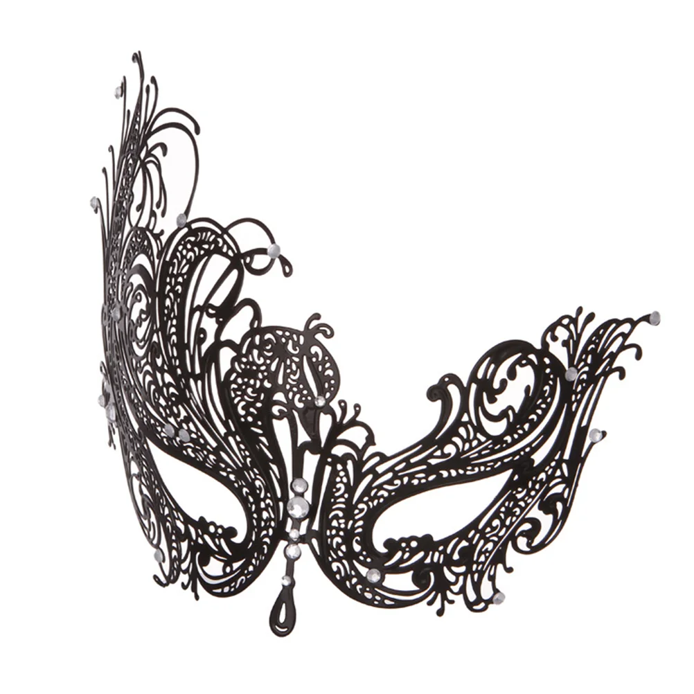 

1Pc Fashion Metal Rhinestone Mask Ultra-thin Hollow Carved Charming Costume Dance Party Mask Party Supplies