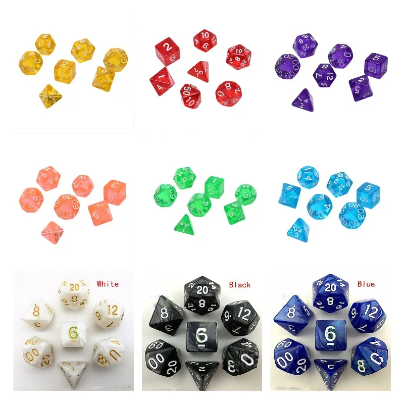 

7Pcs/set Digital Dice Game Polyhedral Multi Sided Acrylic Dice Colorful Accessories for Board Game