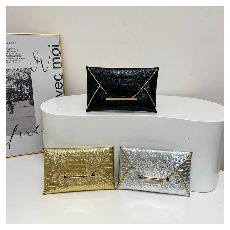 Fashion Crocodile Pattern Envelope Clutch - Lifestyle Image
