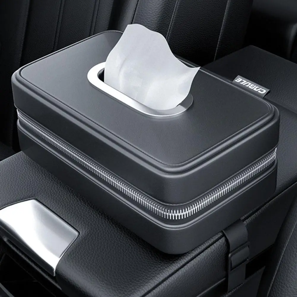 

Car Tissue Holder Backseat Masks Dispenser Multifunctional Elastic Belt Leather Napkin Box Organizer
