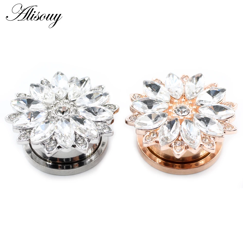 Piercing Jewelry Alisouy 2pcs Stainless Steel Flower Zirconia Moon Star Clock Heart Screw Ear Tunnels Plugs Expander