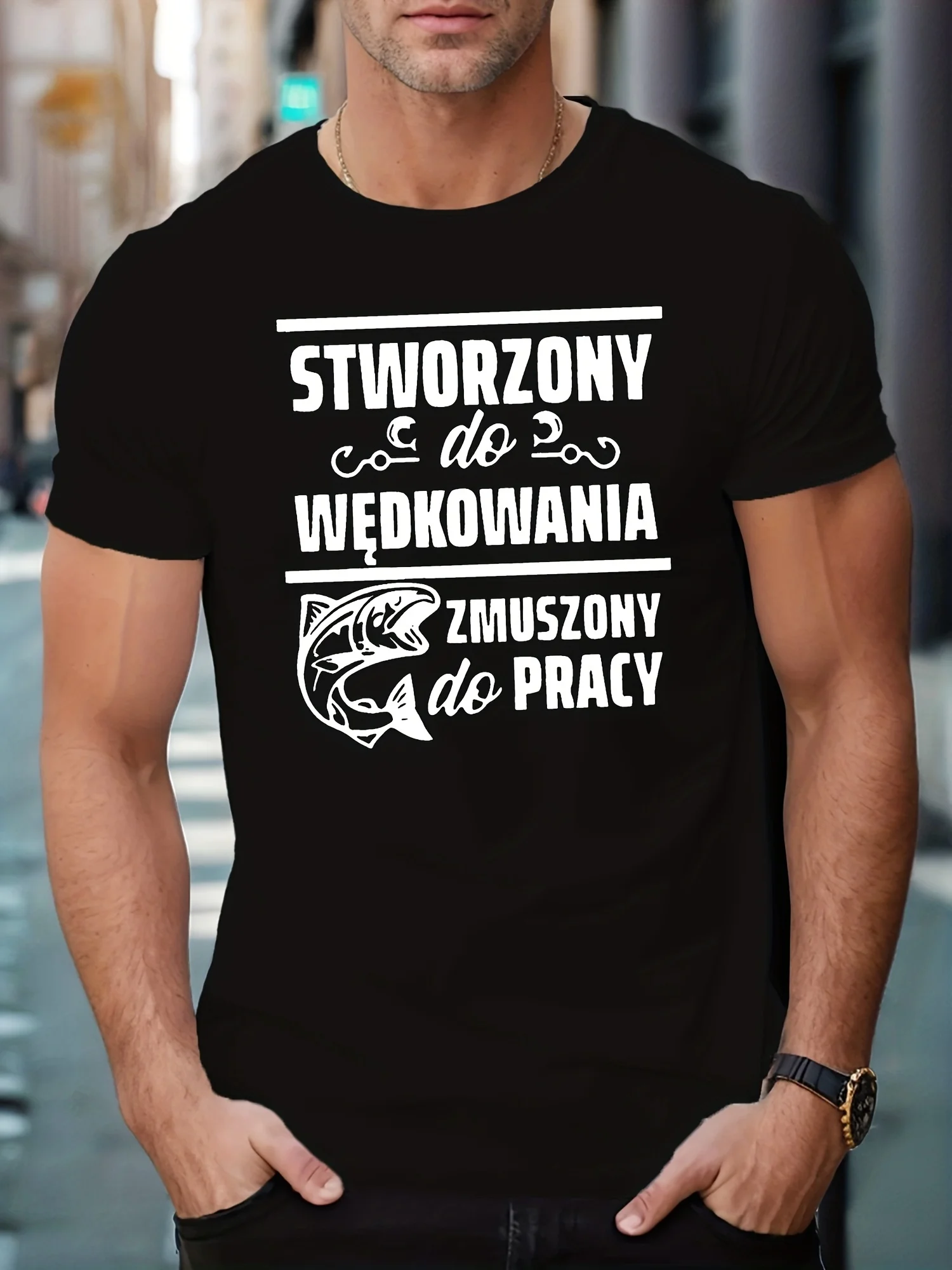 Men Polish Wedding Themed T-Shirt 100 cotton Kujawski Region Fish Slogan Print Relaxed Fit Short Sleeve Round Neck Casual Tee for Polish Heritage Events Daily Wear Outdoor Activities Black White