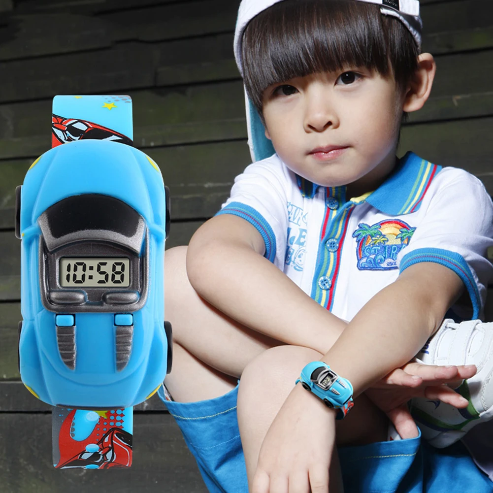 Cartoon Car Children Watch Toy for Boy Baby Fashion Electronic Watches Innovative Car Shape Toy Watch Kids Xmas Gift 6