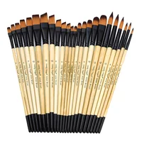 6/24pcs Artist Paint Brushes Set Round Flat Angled Filbert Nylon Hair Tips Watercolor Paint Brush for Acrylic Watercolor Gouache 1