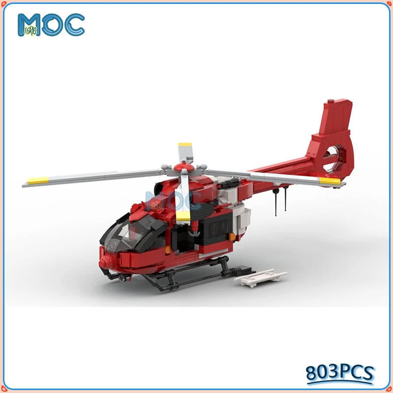 

Moc Building Blocks City Helicopter EC H145 REGA Aircraft Spaceship Model DIY Assembly Creative Technology Bricks Toys Gift