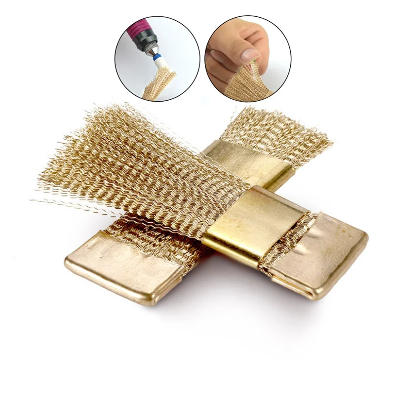 Copper Wire Cleaning Brush for Nail Trimming and Dental Nail Trimming Drilling and Polishing Head Metal Cleaning Brush Tool 2pcs