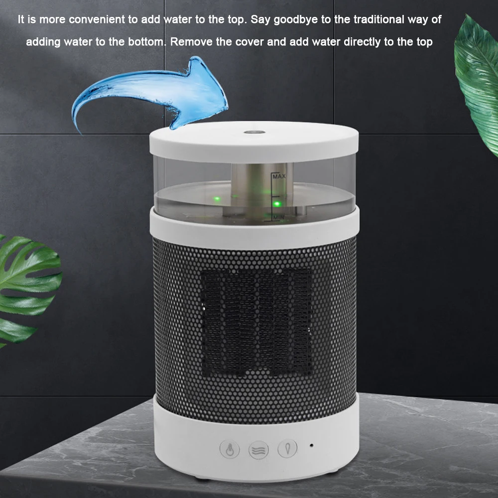 

Portable 3 in 1 Desktop Electric Heater Air Humidifier with Night Light Household Room Warmer Heating Stove for Home Office