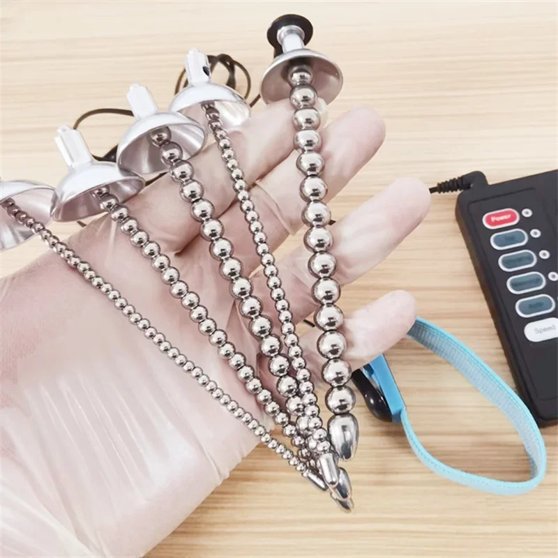 Stainless Steel Penis Plug Conductive Fiber Cock Ring Electric Shock Sex Toys for Men Horse Eye Massage Urethral Sounding