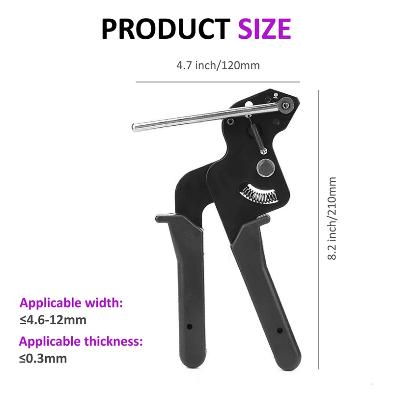 ケーブルタイツール ガン 8.2インチ ステンレススチール ケーブルタイツール 100個のステンレススチールケーブル付き ケーブルタイ 結束工具 幅4.8mm迄 HS-519