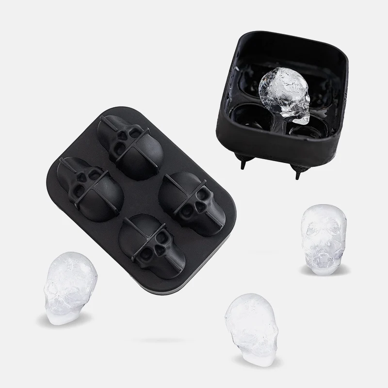 HAVOER Extra Large 3D Skull Silicone Mold 3 inch - Funny Ice Cube Trays for Whiskey, Cocktails - Halloween Skull Molds for Baking, Chocolate, Candy